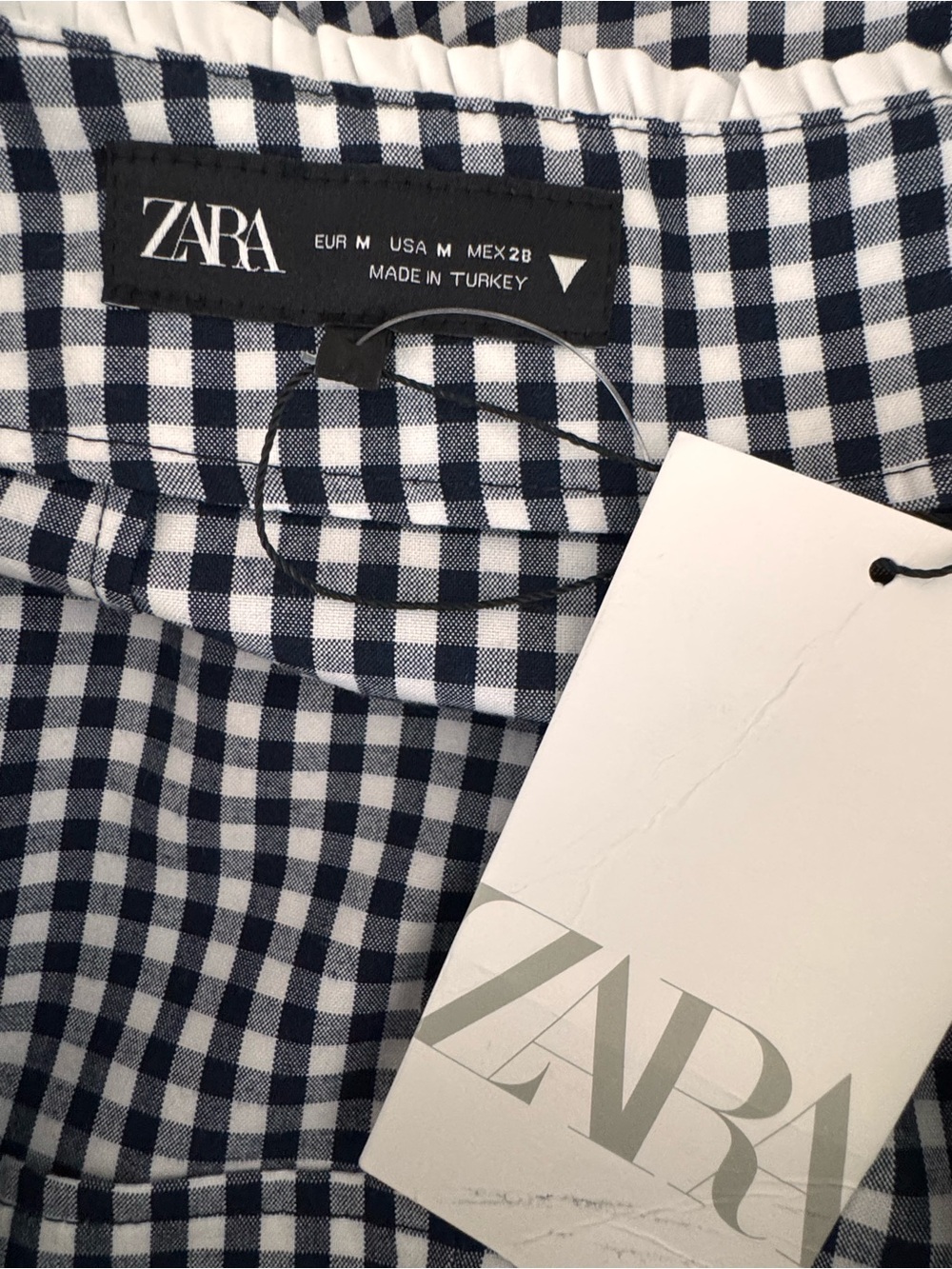 Zara Black and White Gingham Midi Pencil Skirt - Picture 3 of 4